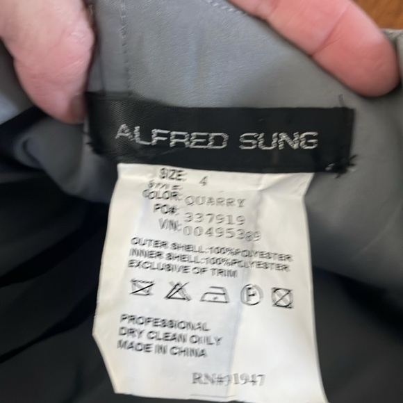 Alfred Sung Grey Strapless knee length Dress 4 Party wedding bridesmaid occasion - Picture 7 of 7